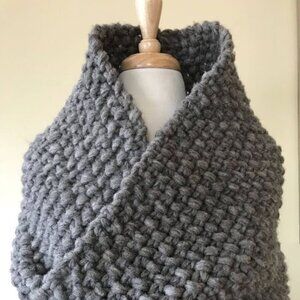 Charcoal 100% Wool Cowl Neck Scarf